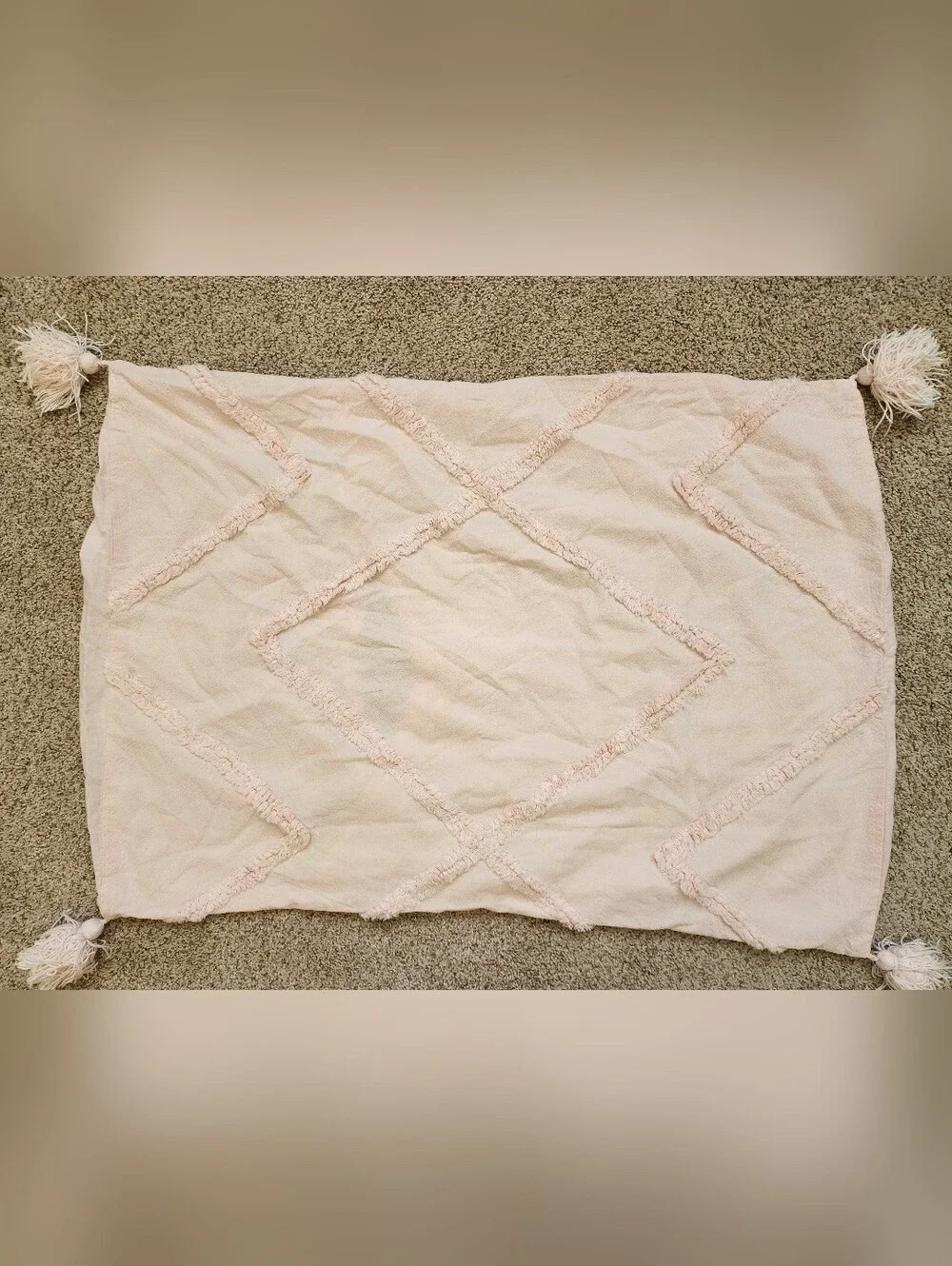Pottery Barn Ashlyn Teen Tufted Diamond Pattern Blush Pillow Sham